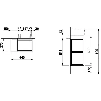 Kartell by Laufen Skříň pod umyvadlo, Bílá matná, 1 dvířka, poličky vlevo H4075180336401