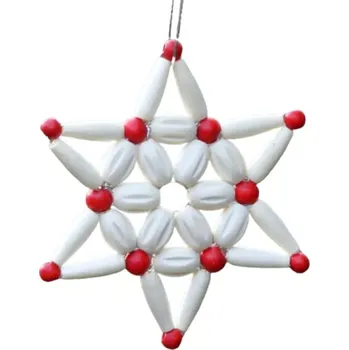 Vánoční ozdoba Ozdoba Hvězdička krémová s červenou