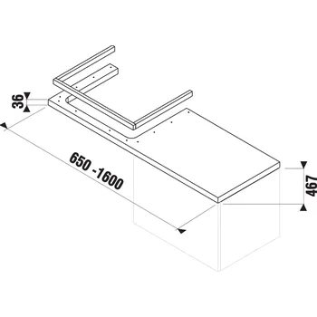 Koupelnový nábytek JIKA Cubito Pure umyvadlová deska DUB řezatelná 650-1600, s výřezem vlevo/vpravo H46J4230115191