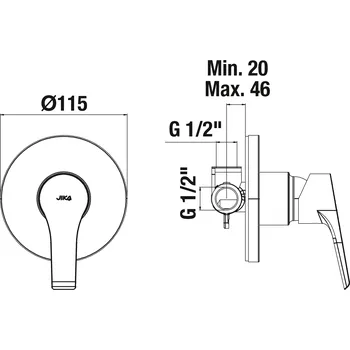 Vodovodní baterie Jika CUBE baterie chrom sprchová podomítková bez přepínače