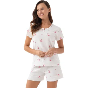 Pánské pyžamo Dámské pyžamo Luna 336 v plné délce S-2XL ecru-amarant XL