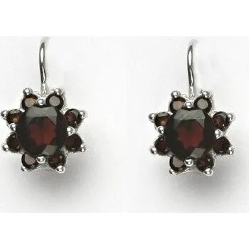 Náušnice Stříbrné náušnice přírodní granáty - VE61 (Stříbrné náušnice s přírodními granáty)