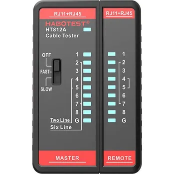 Měřící laser Tester síťových kabelů Habotest HT812A RJ45/RJ14/RJ12/RJ9