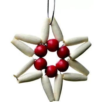 Vánoce Ozdoba Hvězdička malá krémovočervená
