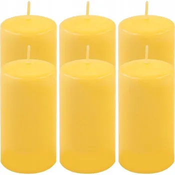 Svíčka Sada sloupových svíček, 11,5 cm, Ø 6 cm, žlutá, 6 kusů.