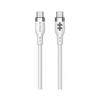 Datový kabel HyperJuice - USB kabel - 24 pin USB-C (M) do 24 pin USB-C (M) - USB 2.0 - 1.5 m - USB Power Delivery (60W), technologie Extended Power Range (EPR) - bílá