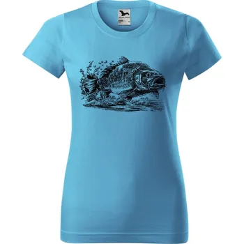 Pánská móda Tričko - Kapr v letu Barva: Tyrkysová (44), Velikost: M, Střih: Dámské