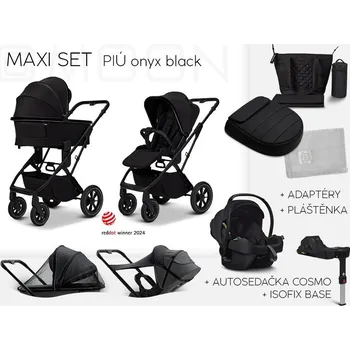 Kočárek Moon PIÚ Maxi set 2025 Barva: Black chrome Onyx Black