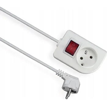 Elektrická zásuvka CLASSIC Prodlužovací Kabel 1 zásuvka s vypínačem 1,5 m OMY 3x1 bílý
