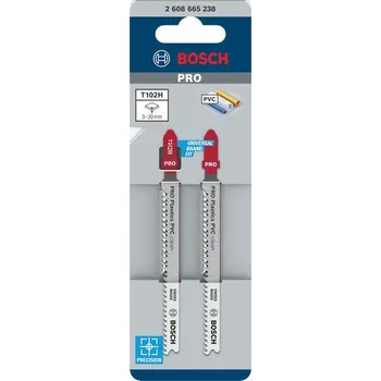 Příslušenství k nářadí BOSCH Pilový plátek pro přímočaré pily PRO Plastics PVC clean T102H 100 mm, 2 ks (2608665238)