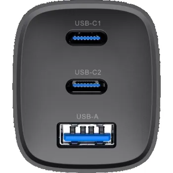 Havit UC20 - Tříportová cestovní nabíječka GaN 65 W, černá