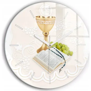 Hodiny Skleněné hodiny Sklo Tichý Bezhlučný Nástěnný suvenýr Svaté Přijímání Vánoce fi 60