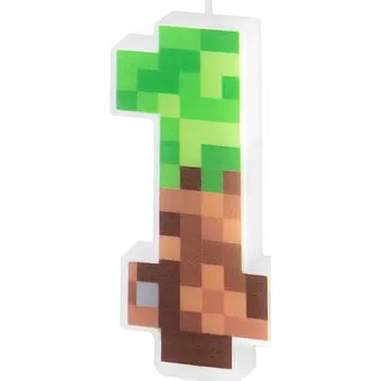 Dortová svíčka SVÍČKA NA DORT ČÍSLICE 1 JEDEN MINECRAFT PIXELY OZDOBA NAROZENINY