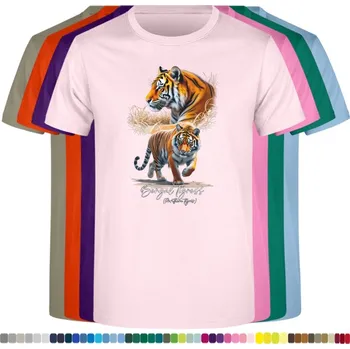 Dívčí tričko detske-levne-bavlnene-tricko-potisk-bengalsti-tygri Barva: Pink - růžová, Dětská bavlněná trička JHK: L