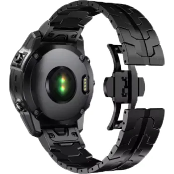 Příslušenství k chytrým hodinkám Kovový řemínek s dekorem EasyFit/QuickFit 22 mm na Garmin watch Černá