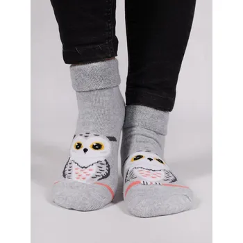 ABS termo ponožky YO SKF-0005G protiskluzové teplé šedé se sovičkou velikosti ponožek: 18-20 ( EUR vel. 27-30)