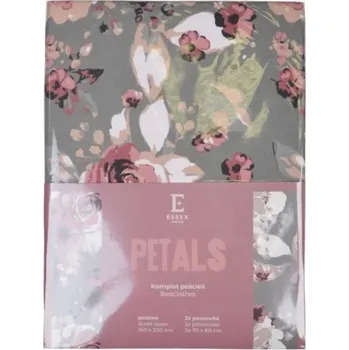 Povlečení Šedá sada povlečení 160x200 cm s barevnými květinami