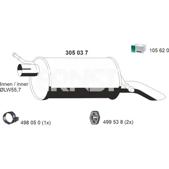 Tlumič výfuku Zadní tlumič výfuku ERNST 305037