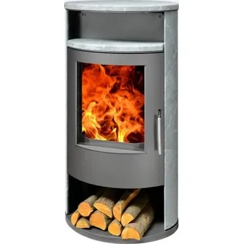 Krbová kamna ABX ISLAND 7 AQUA s teplovodním výměníkem - mastek (černý plech) vč. Horní desky