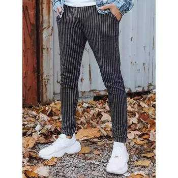 Pánské oblečení Tmavě šedé pruhované pánské kalhoty UX3430 Velikost: 2XL