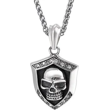 Šperk Přívěsek z chirurgické oceli Erb Lebka s krystaly, Model včetně řetízku 3mm/ 60 cm Impress Jewelry 97k-cube