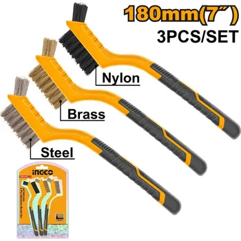 Drátěný kartáč Kartáč ocelový,mosaz,drot.MINI 180mm, sada 3 ks INGCO