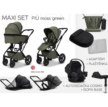 Kočárek Moon PIÚ Maxi set 2025 Barva: Black Chrome Moss Green