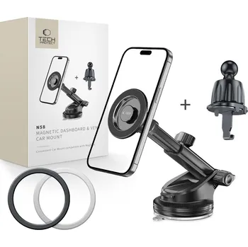 DRŽÁK TELEFONU DO AUTA TECH-PROTECT N58 MAGNETIC MAGSAFE DASHBOARD & VENT CAR MOUNT BLACK