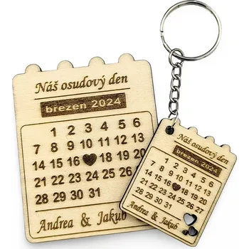 Svatební dekorace GRAVENO Magnetka a Klíčenka - Náš osudový den