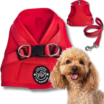 Vodítko pro psa POSTROJ STEP-IN pro MALÉHO psa prodyšný BENXI + VODÍTKO červený M