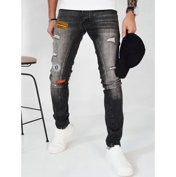 Pánské džíny Tmavě šedé džínové kalhoty s nášivkami UX4150 Velikost: 31