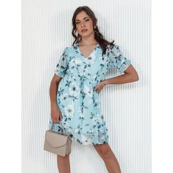 Dámské šaty Světle modré květinové mini šaty RIVIERA EY2495 Velikost: XS