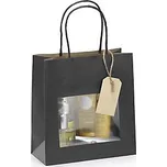 Kraftová taška s okénkem a štítkem 180 x 190 x 80 mm, černá - Balení po 1 ks