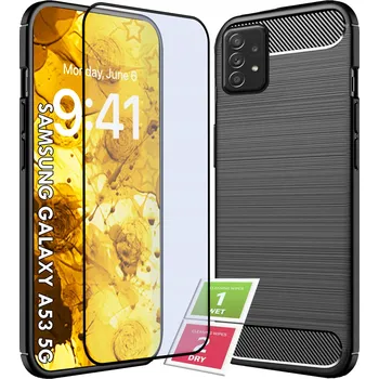 Pouzdro na mobilní telefon Pouzdro pro Samsung Galaxy A53 | Tenké pouzdro Karbon + 9hodinové Tvrzené sklo