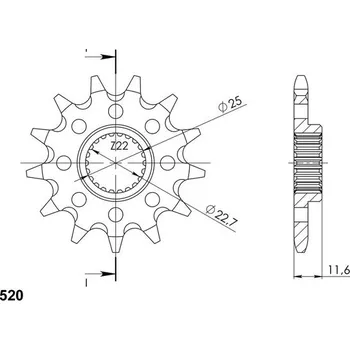 Řetězová sada pro motocykl Řetězové kolečko SUPERSPROX CST-3221:12 12 zubů, 520