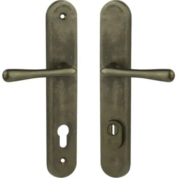 Dveřní kování COBRA ELEGANT OCHRANNÍ KOVANÍ S PŘEKRYTKOU Provedení: PZL klika levá/klika, Povrch: OV - staromosaz, Rozteč: 72 mm