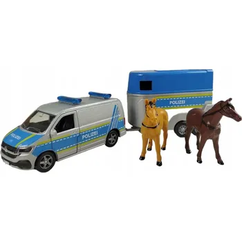 autíčko KOVOVÉ AUTO AUTÍČKO AUTÍČKO POLICEJNÍ AUTO LICENCE VOLKSWAGEN + KONĚ