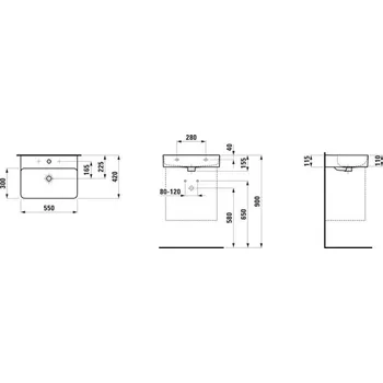 Umyvadlo Laufen VAL umyvadlo 55x42 cm, s přepadem, otvor na 1 baterii, Grafit mat H8102827581041