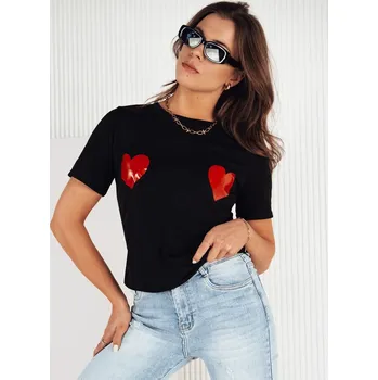 Dámské tričko Černé dámské tričko se srdíčky PALIS RY2430 Velikost: ONE SIZE