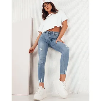 Dámské džíny Modré džínové kalhoty s oděrkami VARGES UY1980 Velikost: 3XL