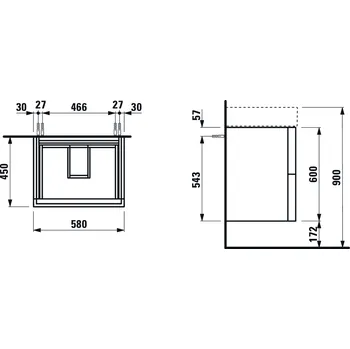 Koupelnový nábytek Kartell by Laufen Skříň pod umyvadlo, Bílá matná, 2 zásuvky H4075690336401