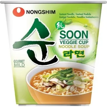 Hotové jídlo Nongshim Soon Veggie Korejská Zeleninová Instantní Polévka v Kelímku 67g
