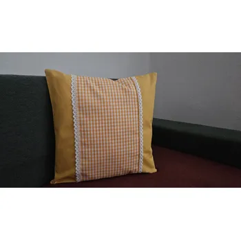Povlak na dekorativní polštářek Povlak na polštářek žluté kostky, krajky