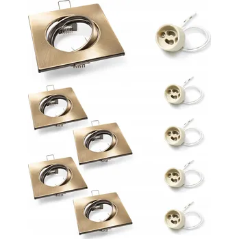 Bodové svítidlo SADA 5x HALOGENOVÉ ZÁPUSTNÉ SVÍTIDLO POHYBLIVÉ MOSAZ + PATICE GU10