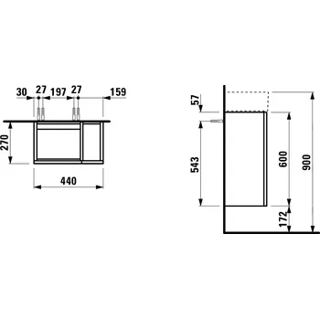 Koupelnový nábytek Kartell by Laufen Skříň pod umyvadlo, Bílá matná, 1 dvířka, poličky napravo H4075170336401