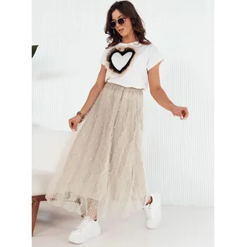 Dámská sukně Béžová maxi tylová sukně FLISS CY0424 Velikost: ONE SIZE