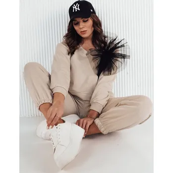 Dámská mikina Béžová mikina s tylovou aplikací na rameni FILAN BY1259 Velikost: ONE SIZE