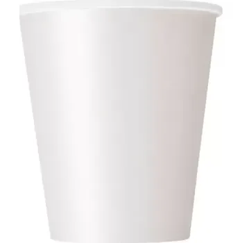 Party nádobí Papírové kelímky bílé 270 ml - 8 ks