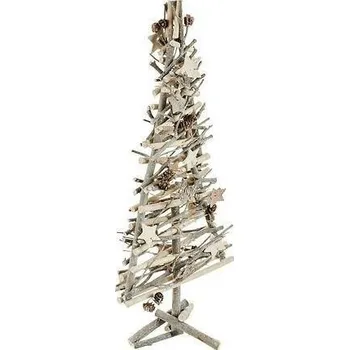 Vánoční dekorace Feeric Christmas Stromeček s větvičkami a hvězdami 57 cm dřevěný