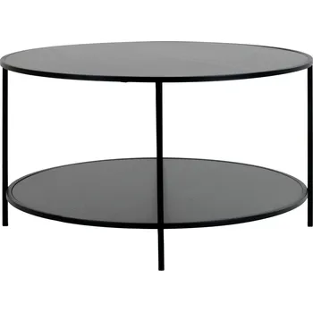 Konferenční stolek Konferenční stolek Vita kulatý černý dub 80 cm moderní loftový s policí do obýváku Intesi